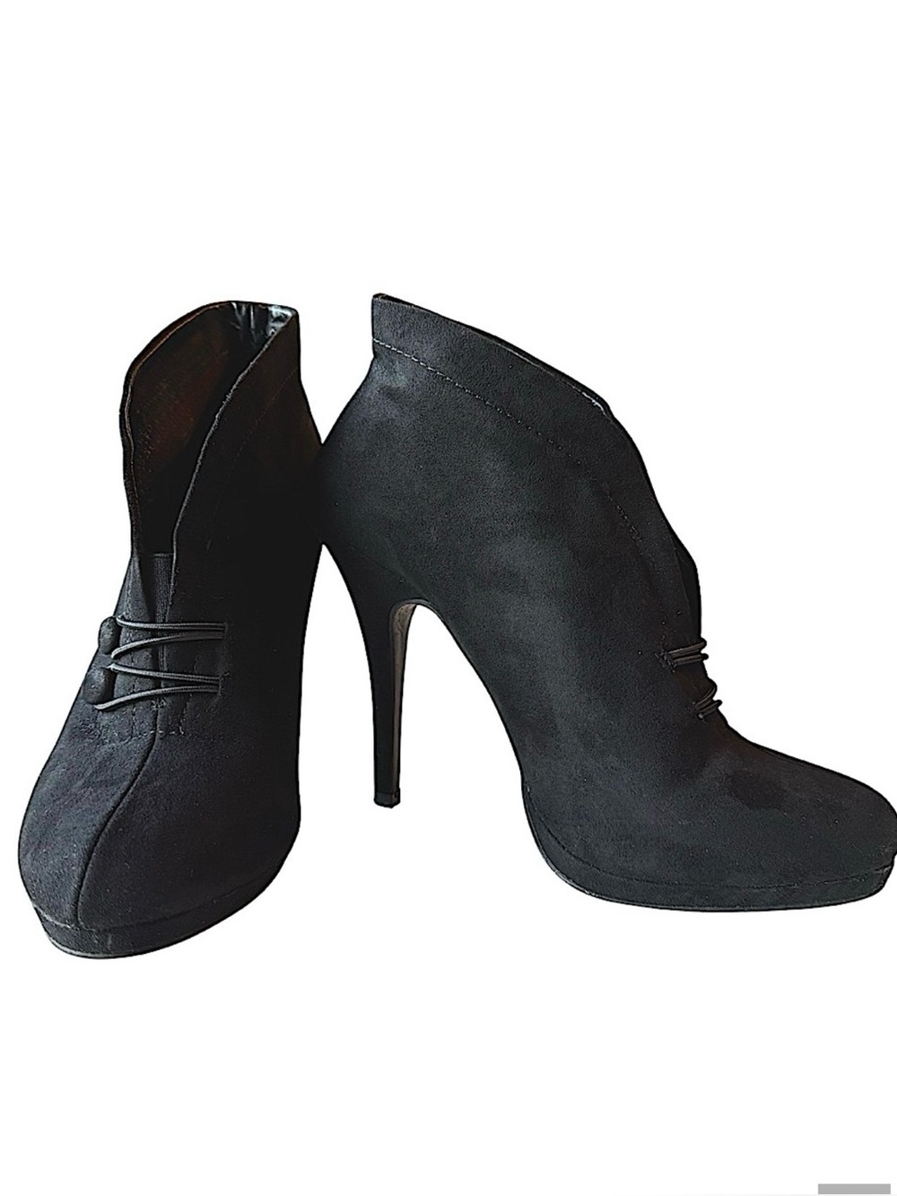 Apt. 9 Designer Beautiful Black Heeled Ankle Suede Stiletto Fashion Nova Shoes